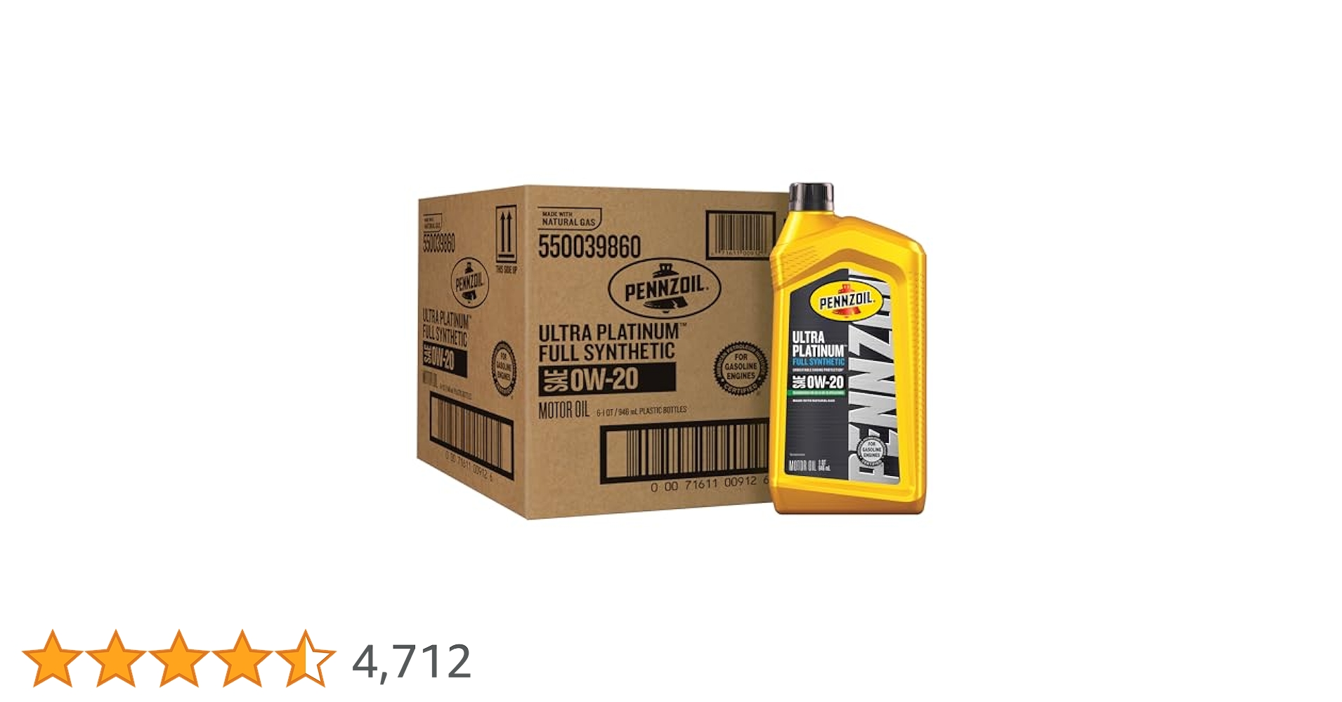 Amazon | Pennzoil ウルトラプラチナ フルシンセティック 0W-20